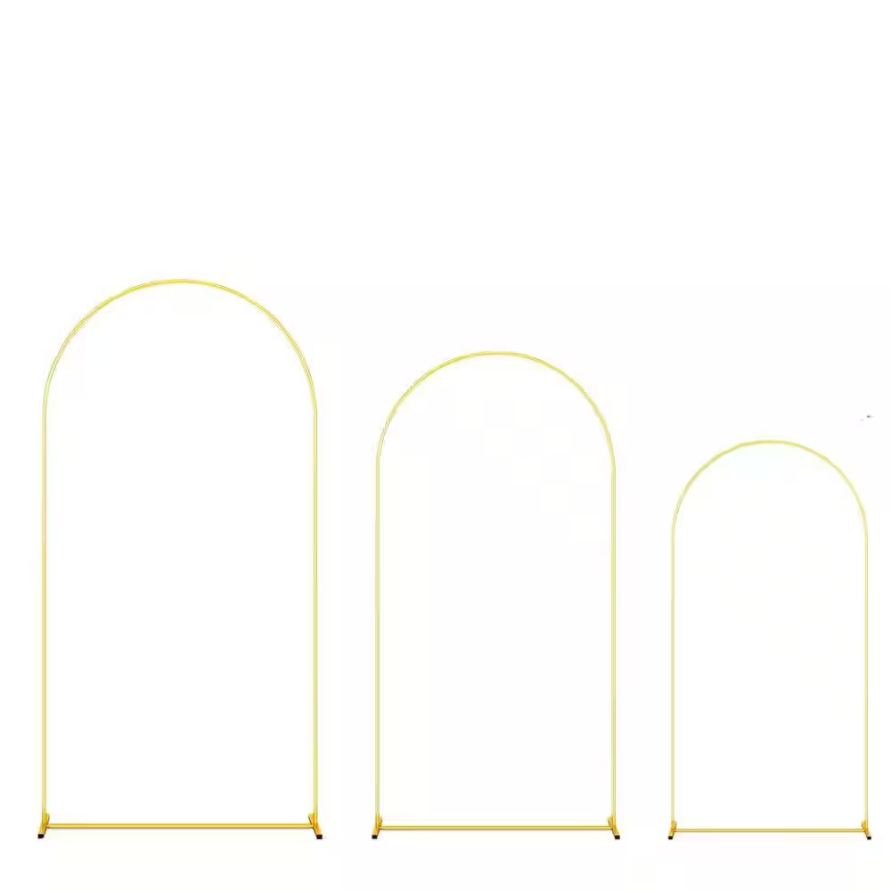 10 In. X 5 In. Gold Metal Arbor Arch Backdrop Stand Set 3PCS (7.2Ft, 6.6Ft, 6Ft)