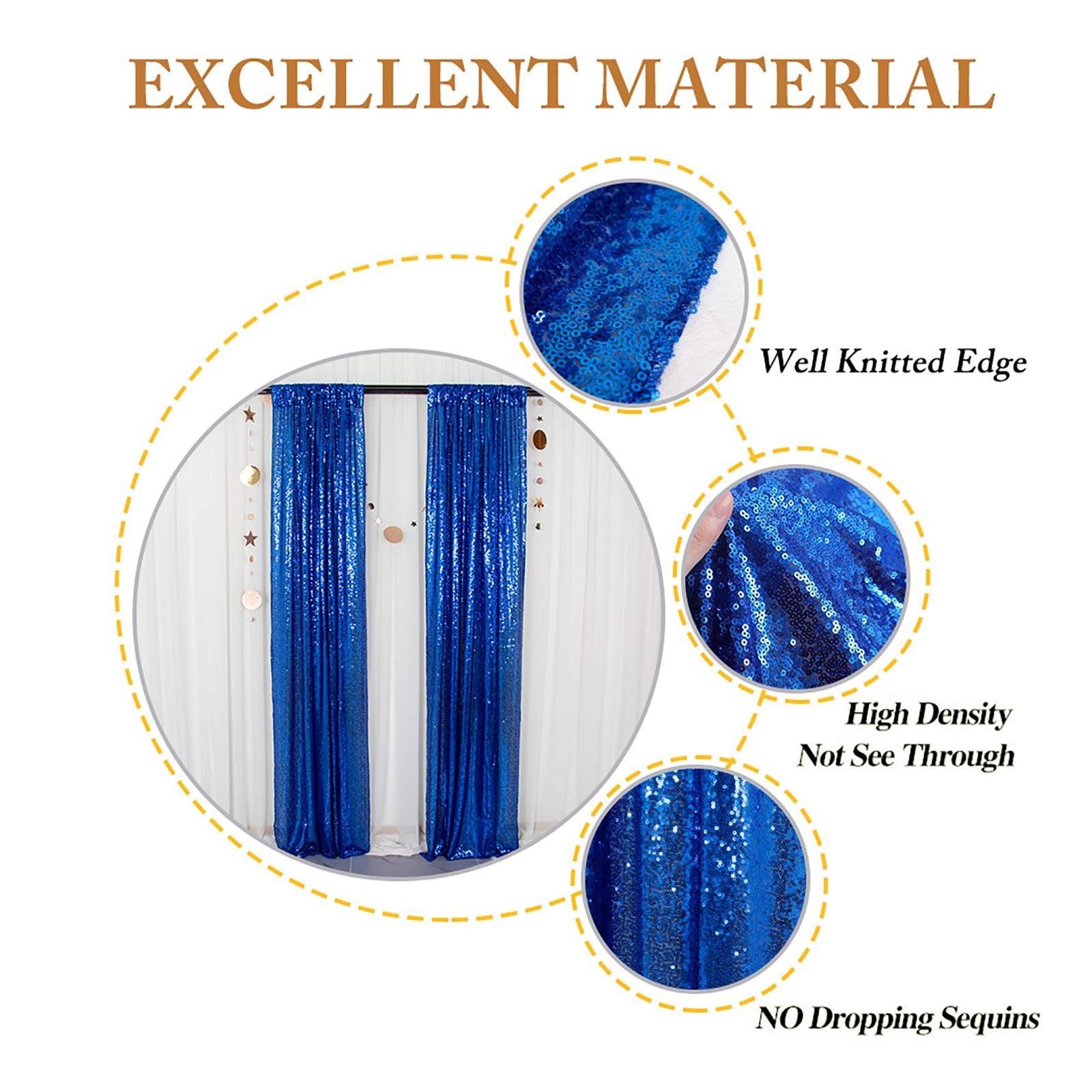 Sequin Curtains 4 Panels Royal Blue Sequin Backdrop Shimmer Backgrounds Party…
