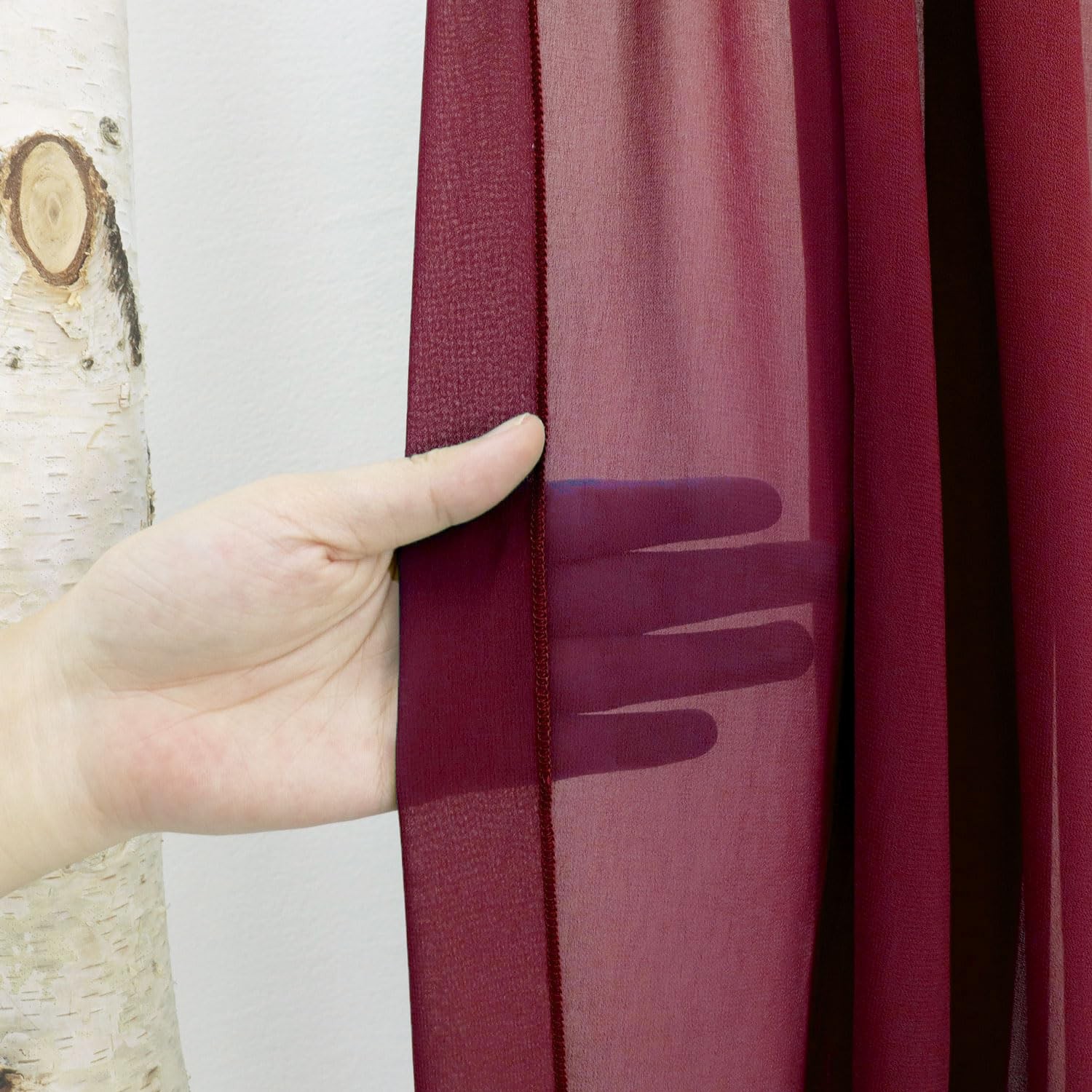 20FT Burgundy Draping Fabric for Wedding 1-Panel Chiffon Sheer Arch Drapes