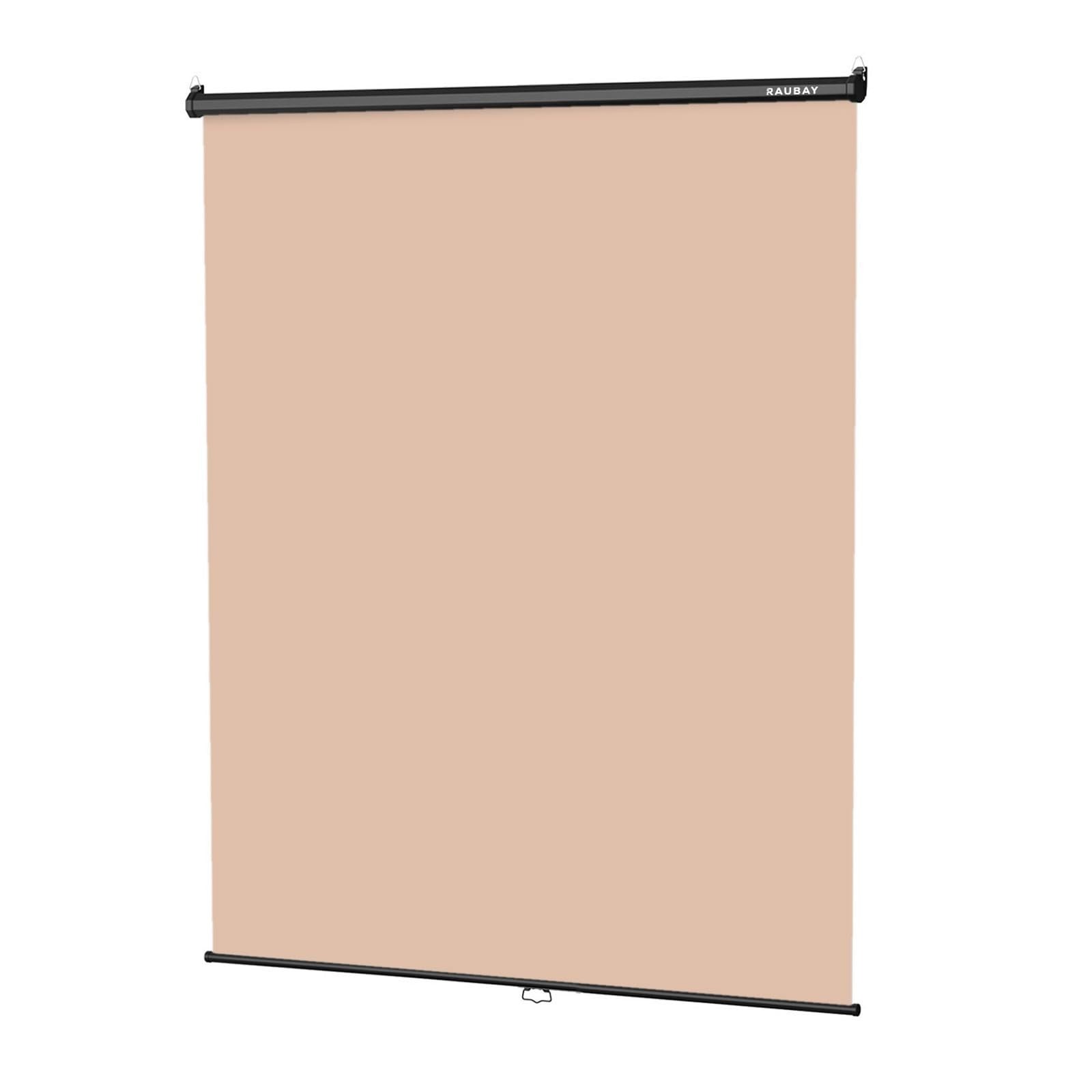 59.8” x 86.6” Retractable Beige Backdrop Screen – Collapsible Wall-Mount for Vid