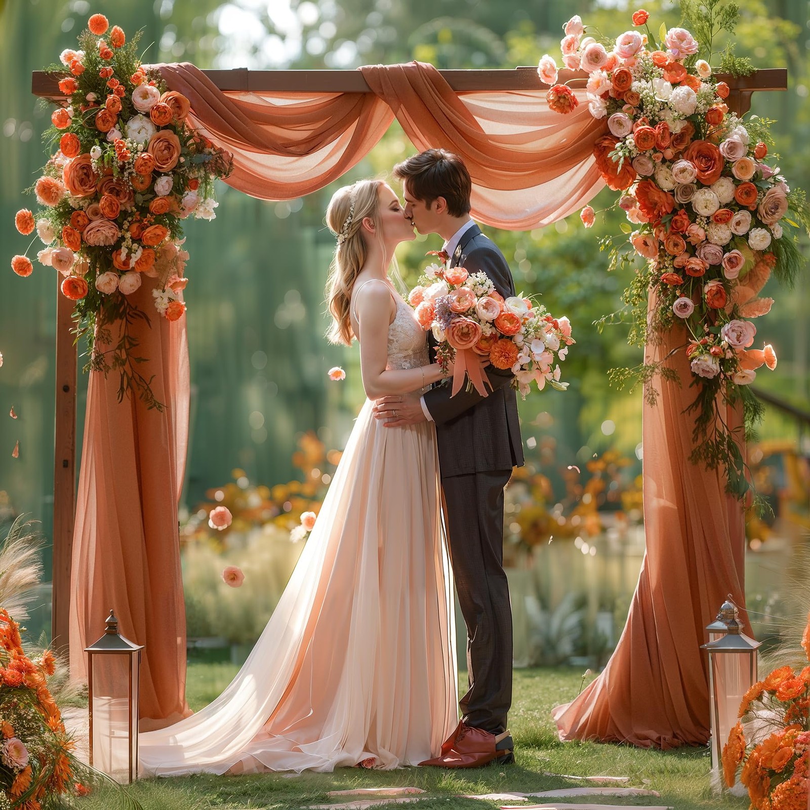 Terracotta Chiffon Sheer Wedding Arch Draping Fabric Curtain 30 Inx20ft 1 Panel