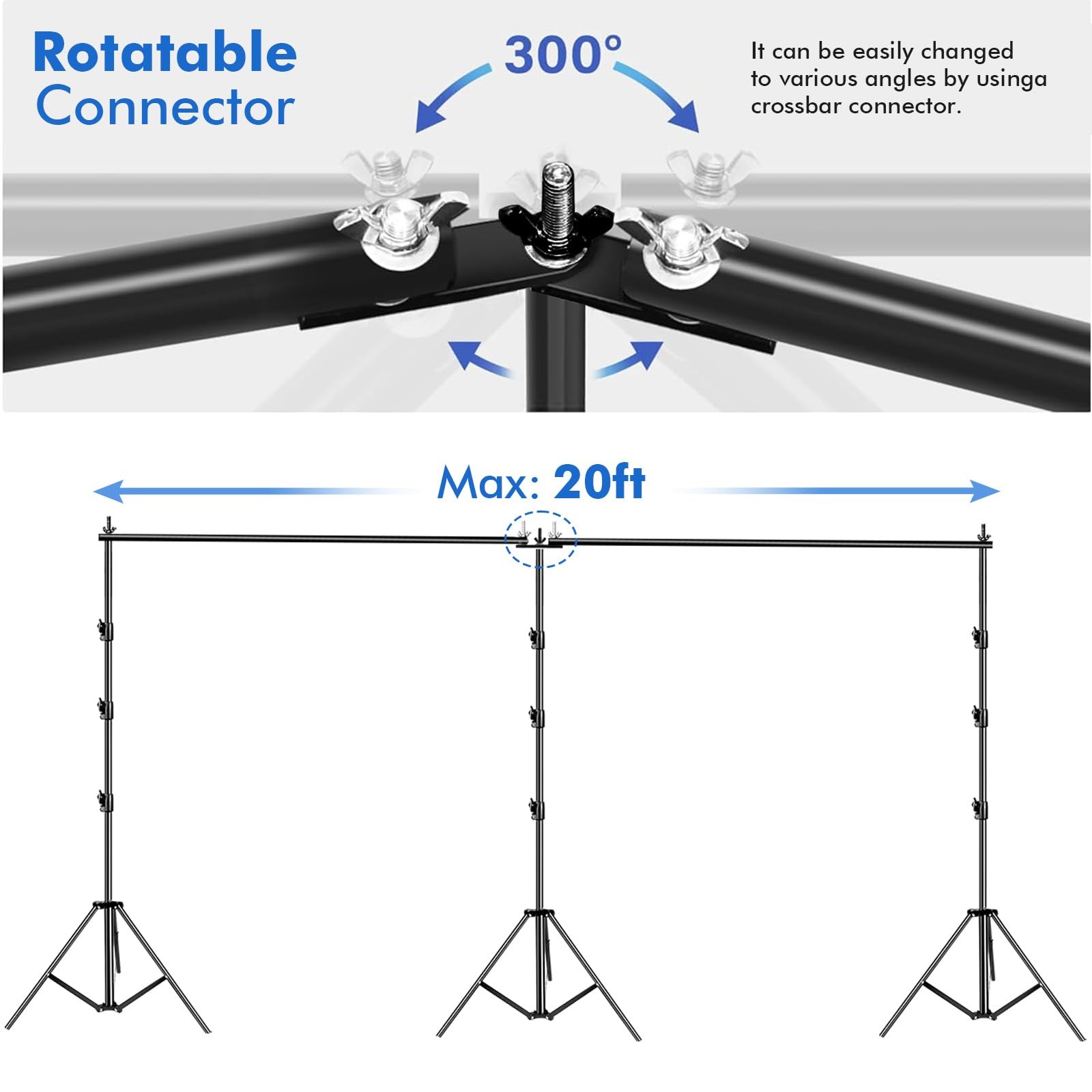 Photo Video Studio 20ft (Wide) x 10ft (Tall) Heavy Duty Adjustable Width & Le…