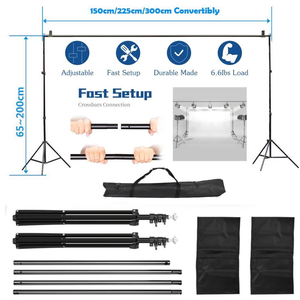 Adjustable Studo Backdrop Stand Kit Background Support System Tripod Kit w/Case