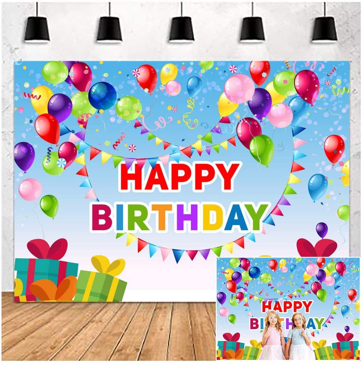 Colorful Happy Birthday Theme Photography Backdrop 5×3 feets, multicolor