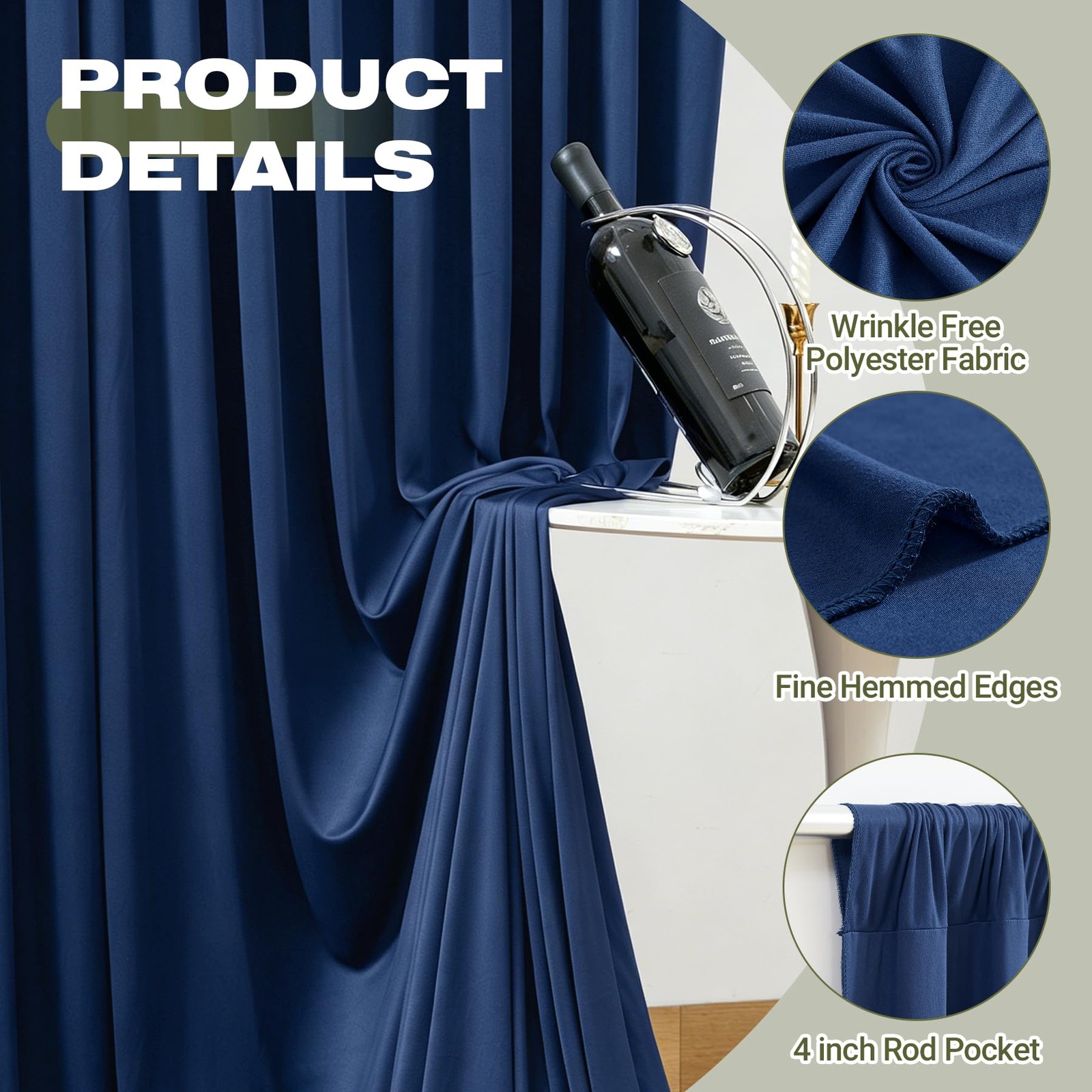 40x10ft Wrinkle Free Navy Blue Backdrop W4 x H10′(10 Panels),