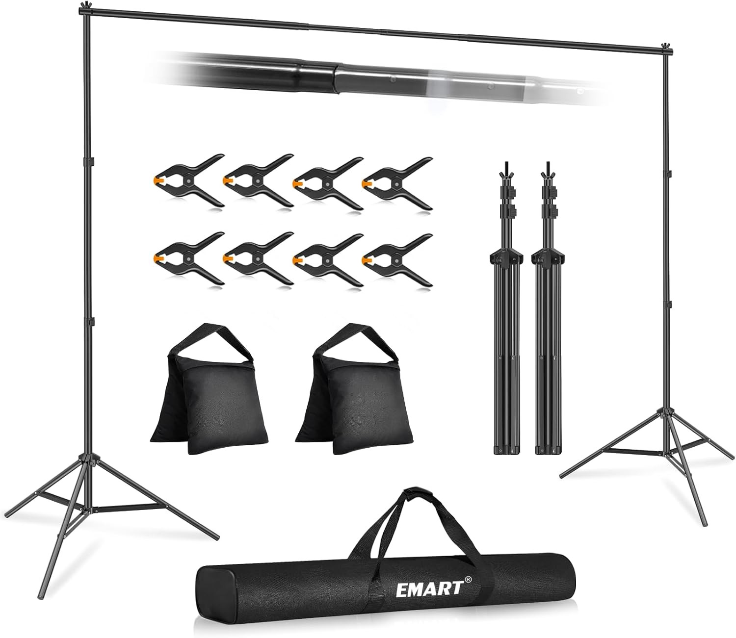 Backdrop Stand 10X7Ft(Wxh) Photo Studio Adjustable Background Stand Support Kit