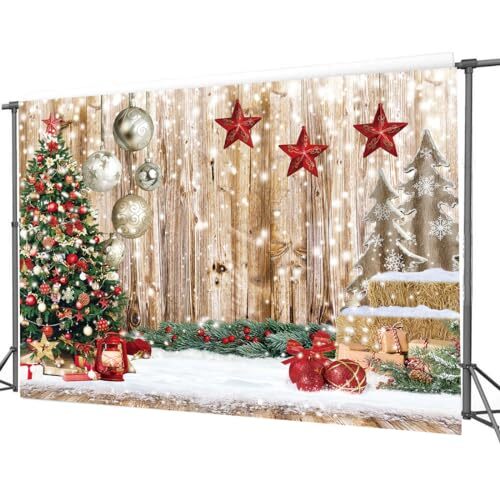 7x5Ft Christmas Backdrops for Photography Winter Snow Backdrop Rustic 7x5ft
