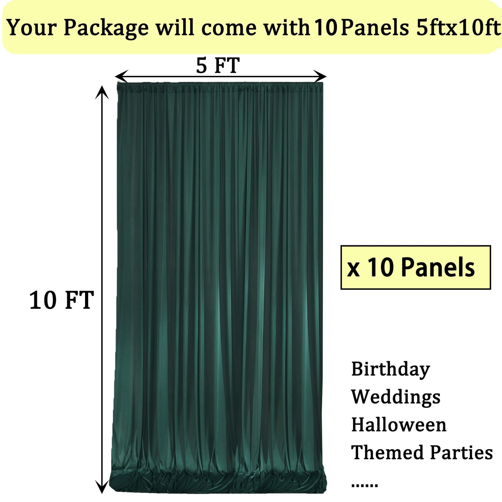 50ftx10ft Wrinkle Free Hunter Green Backdrop Curtains 50ftx10ft,