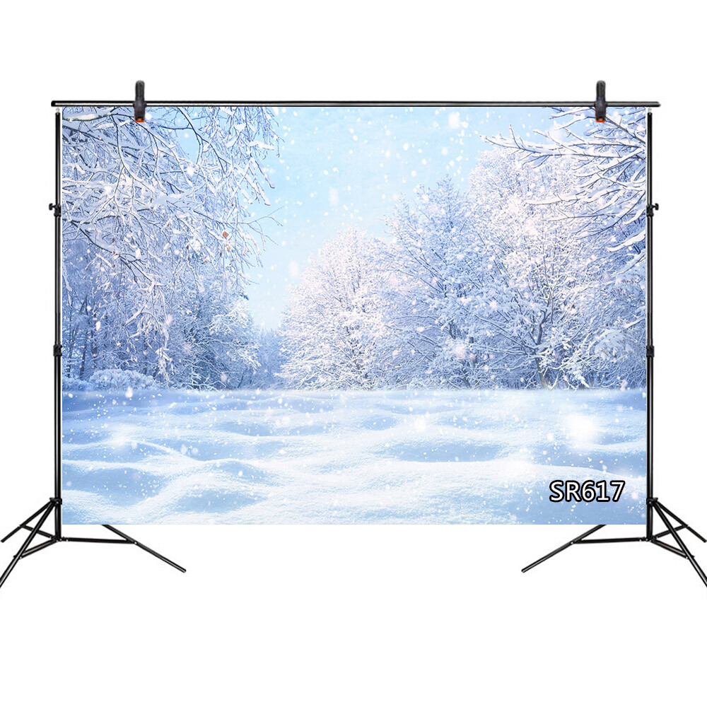 10x8ft Nature Winter Landscape Snowfall Forest Photo Background Vinyl Backdrop
