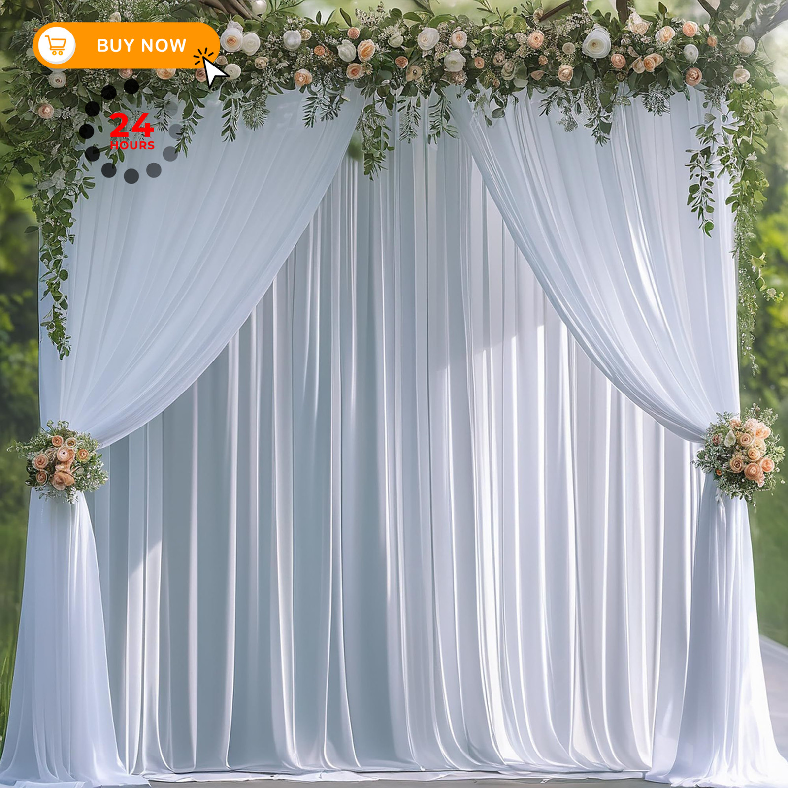 Wokceer White Backdrop Curtain for Wedding Parties 10x8FT 10FTx8FT,
