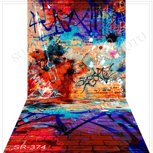 10’x20’CP Brick Wall Graffiti Scenic Microfiber Fabric background backdrop SR374