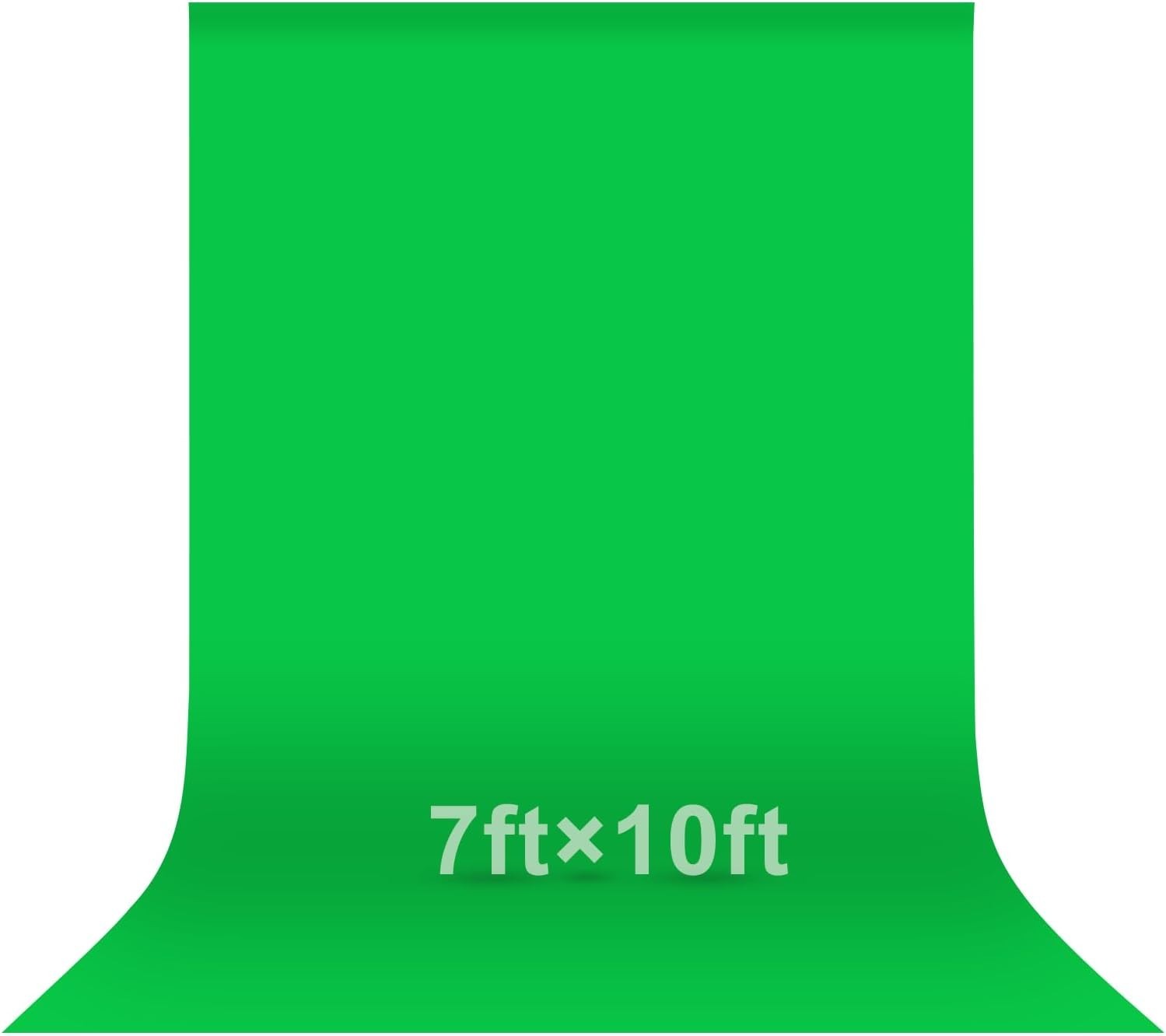 Green Screen Photo Backdrop 7×10 Feet Polyester Fabric for Editing and Streaming