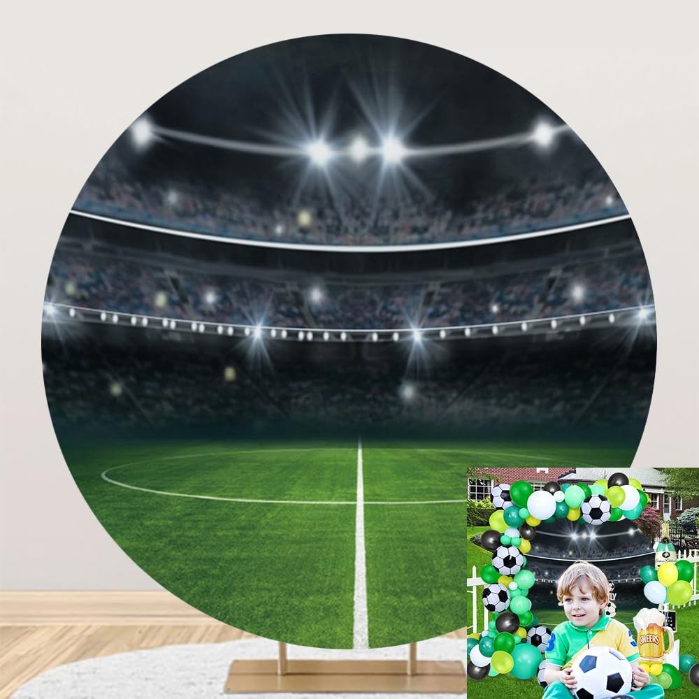 Football Field Round Backdrop Cover Auditorium Light Football Stadium Photogr…