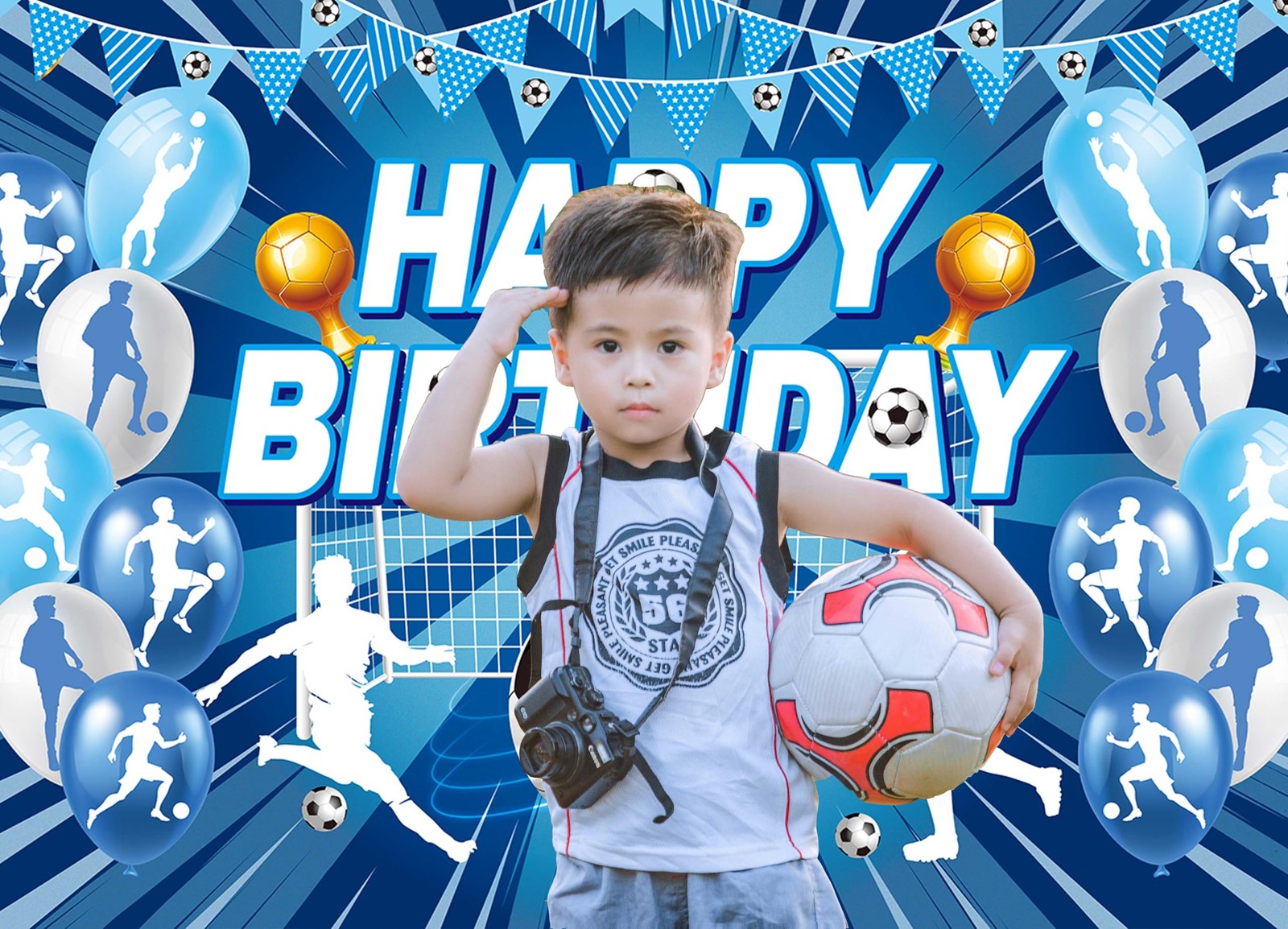 Soccer Birthday Backdrop Blue Soccer Happy Birthday Photography Bckdground Sp…