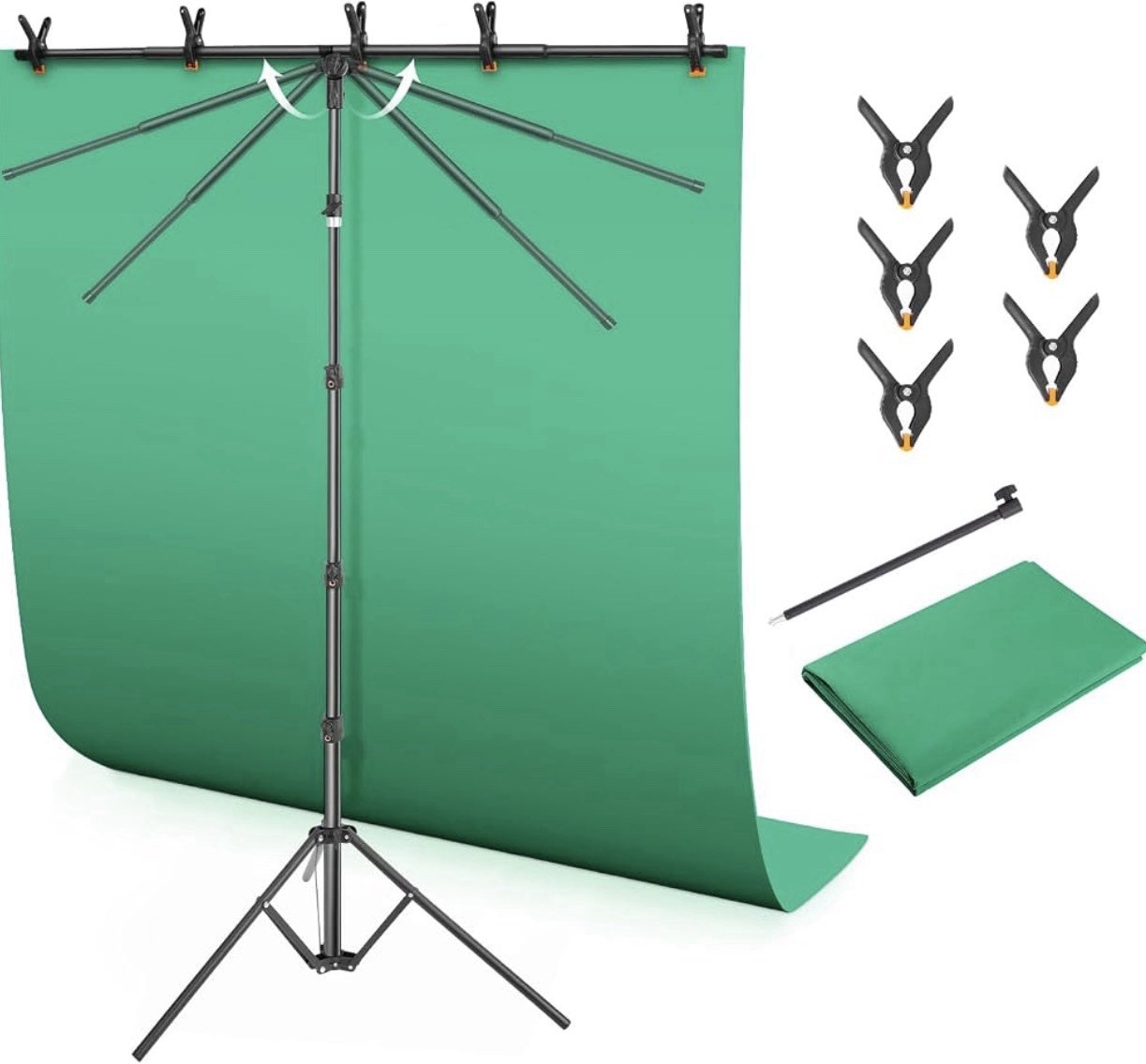 LOMTAP Green Screen Backdrop Kit T Shape Stand 4.6x6ft