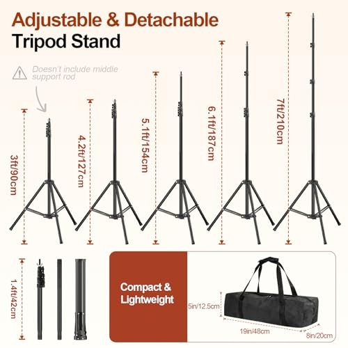 Backdrop Stand 10x7ft(WxH), Photo Studio Adjustable Background 7x10ft Black