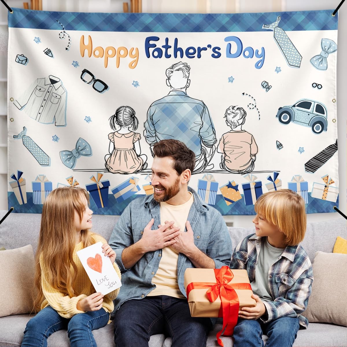 Father’s Day Banner Happy Fathers Day Backdrop Sign Best DAD Decor Happy Father’