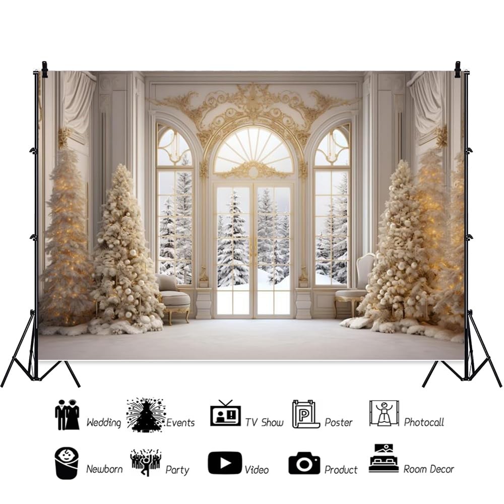 Elegant Christmas Backdrop 7x5ft Fabric Christmas Backdrops for Photography W…