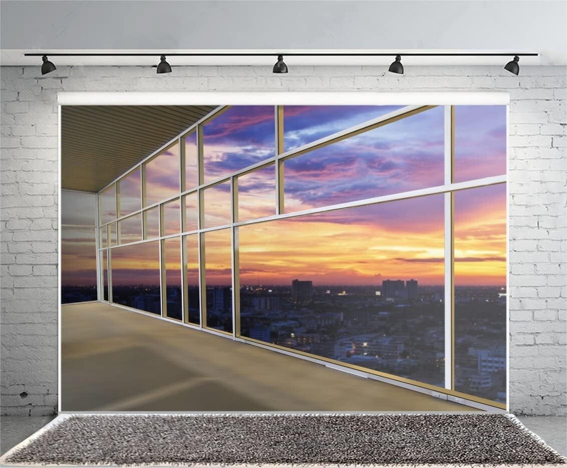 15x10ft Skyscraper Window Backdrop Office Building French Glass City Sunset