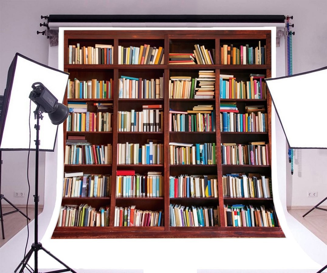 5x5FT Bookshelf Backdrop Study Room Library Vinyl Photography Background Decor