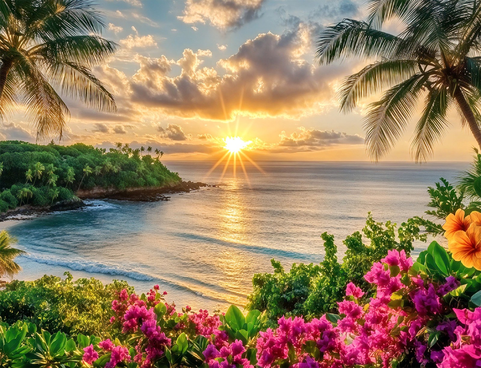 10x8ft Summer Tropical Sunset Landscape Coastal Beach Background for Photography