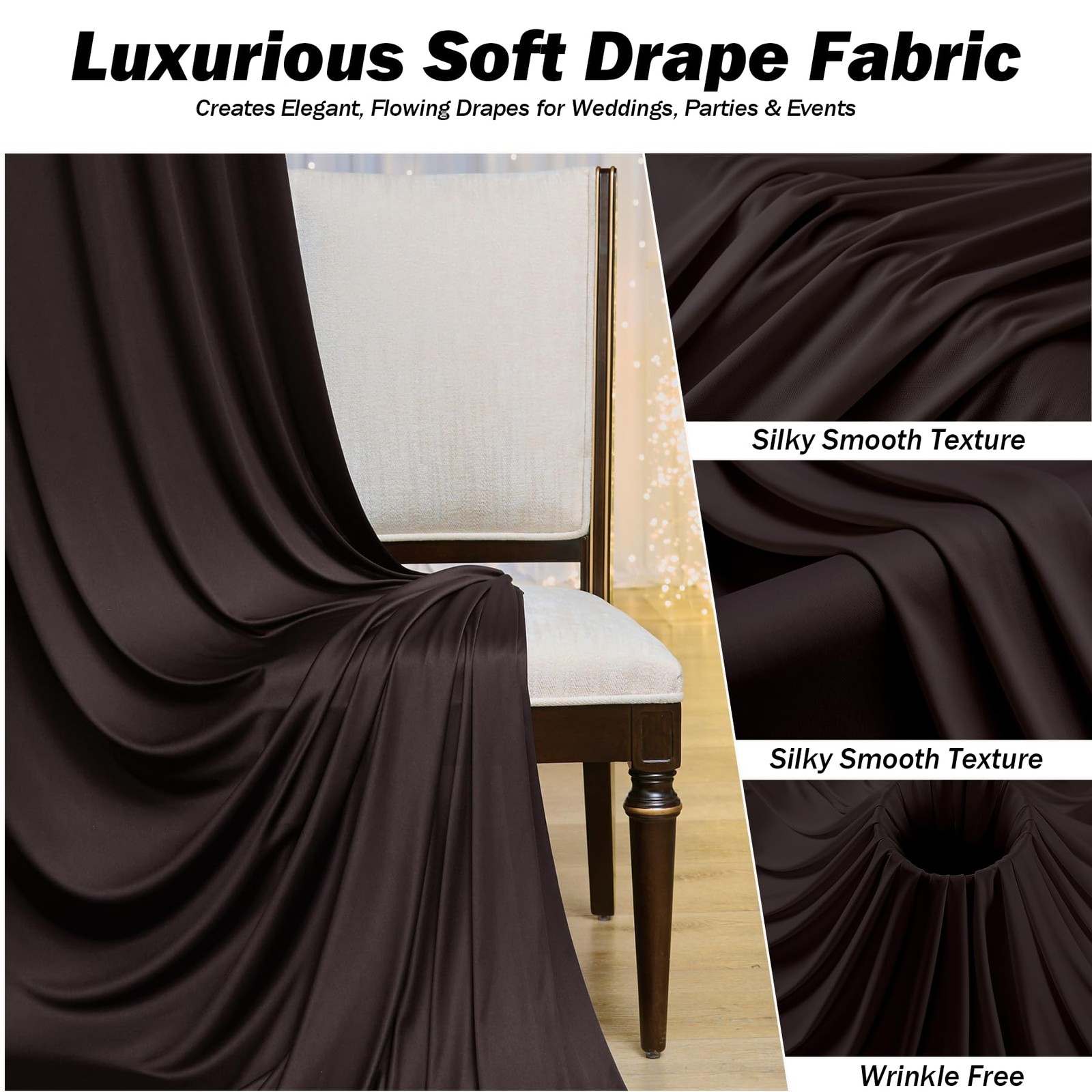 2 PCS 10×12 ft Brown Backdrop Curtains Wrinkle Free Polyester Photo Drapes