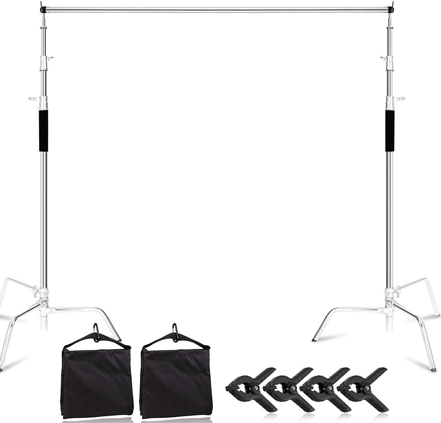 Heavy Duty 10FT Background Backdrop C Stand Studio Turtle Base Stainless Steel