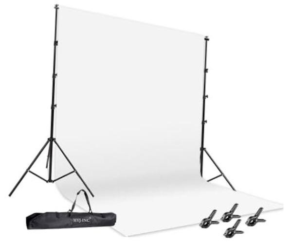 Photo Video Studio 12 x10ft 100% Muslin White Backdrop with 10 x 8.5ft Stand