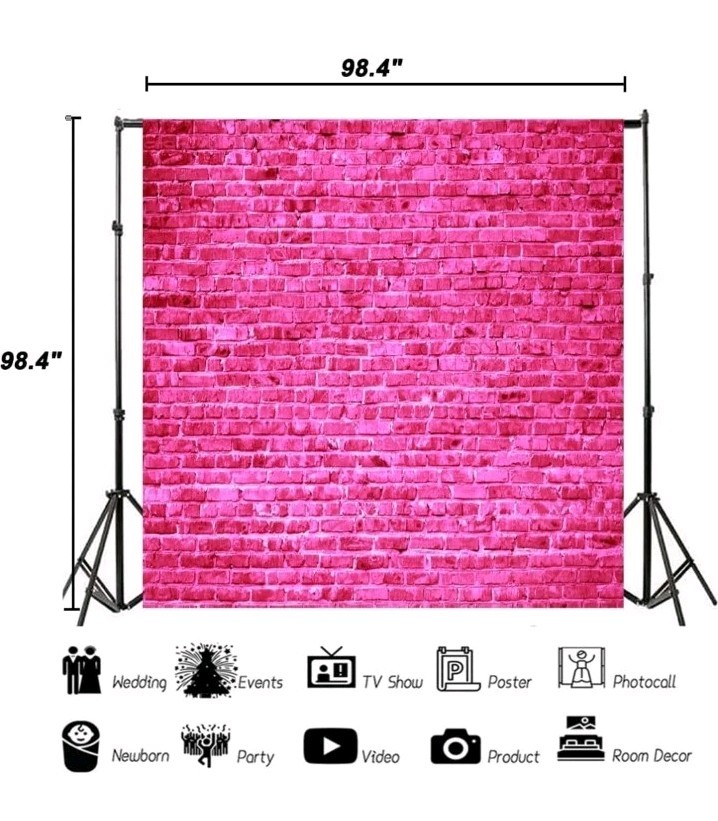 AOFOTO 8ftx8ft Pink Brick Wall Vinyl Backdrop