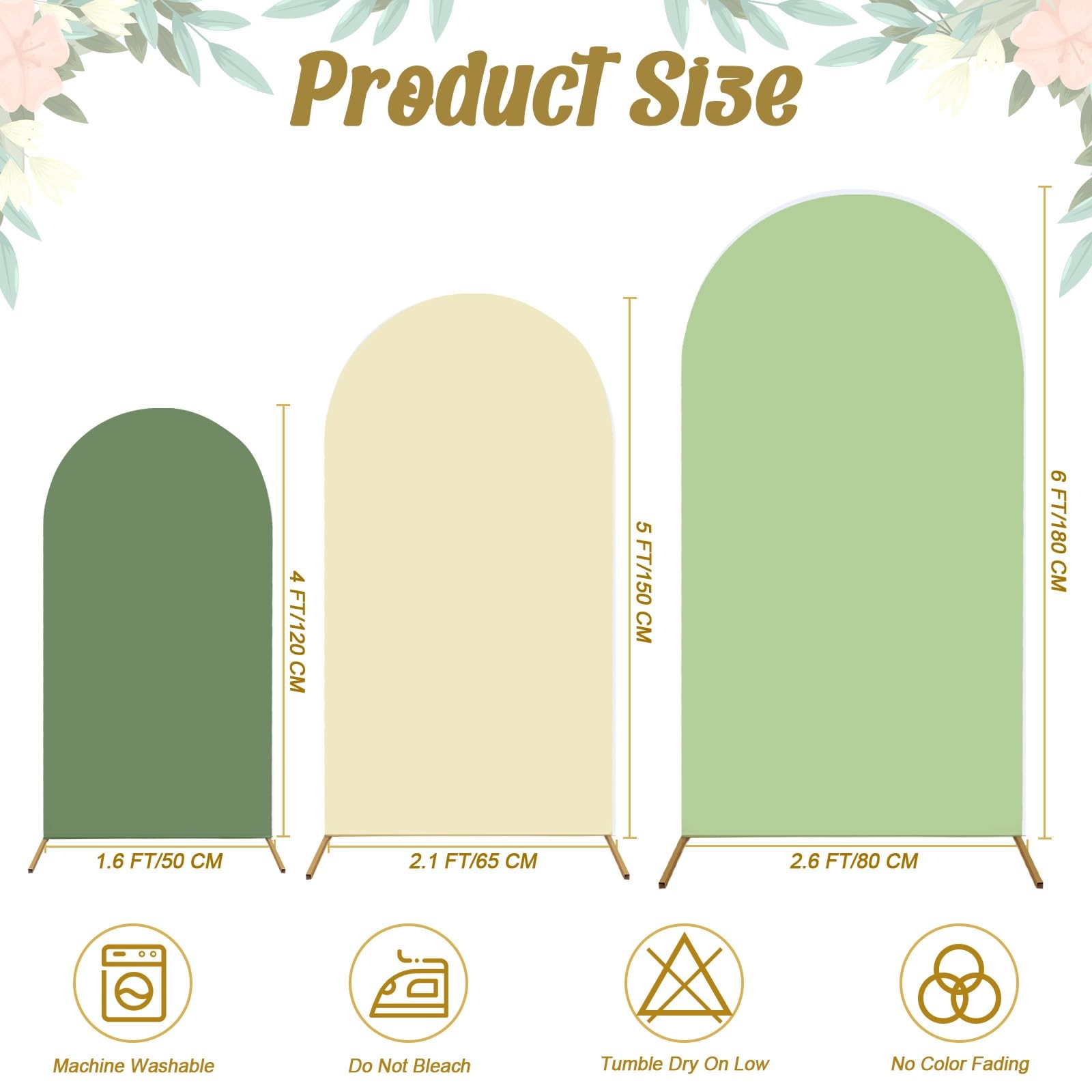 Arch Cover Set of 3, 4FT 5FT 6FT Round Arch Backdrop Covers, Spandex Arch Str…