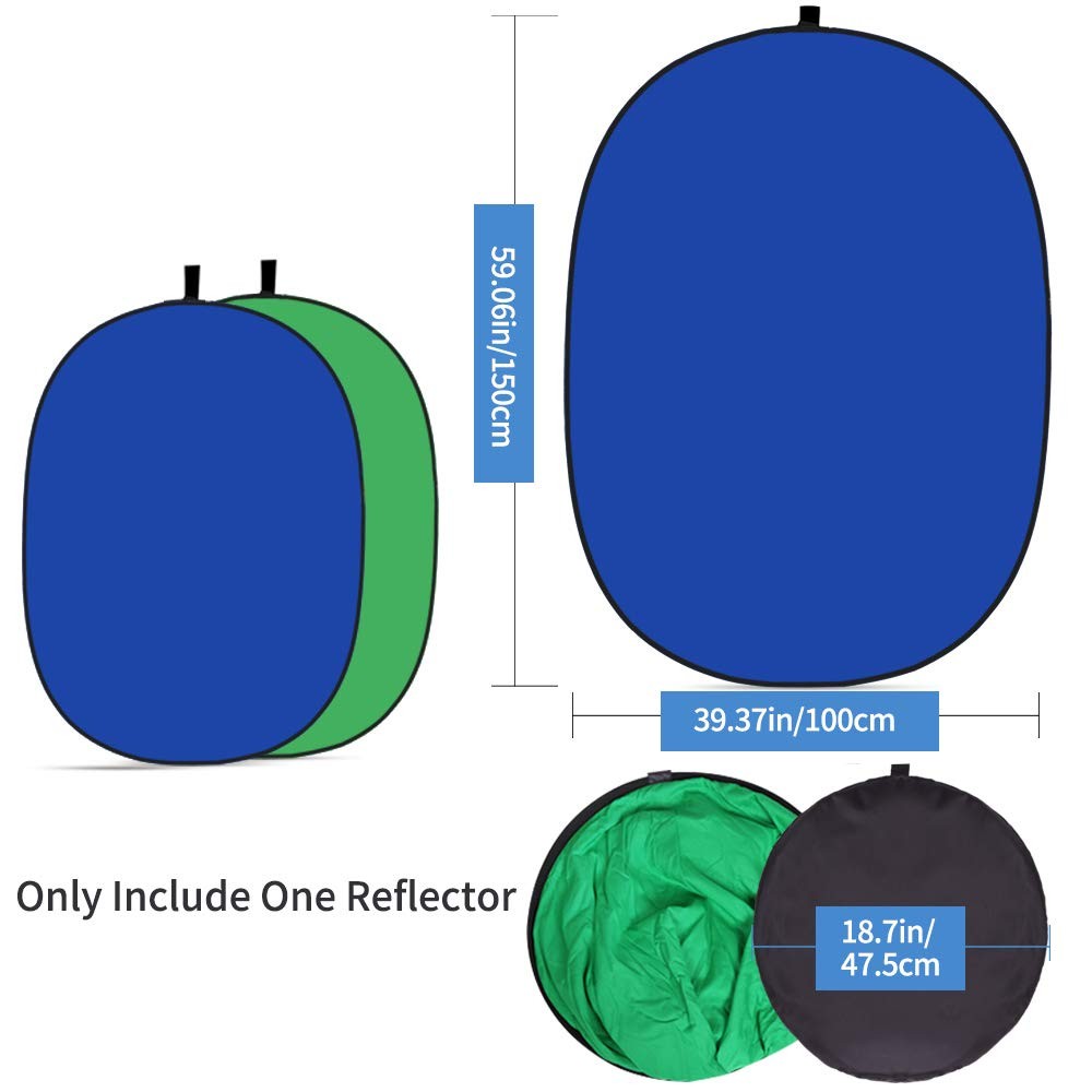 5X3.3ft (1.5mX1m) 2 in 1 Cotton Muslin Green Blue Reflector Backgrounds Portable