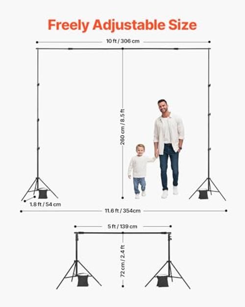 Backdrop Stand, 8.5 x 10 ft Adjustable Photo Backdrop Stand Kit, 8.5 x 10 Ft