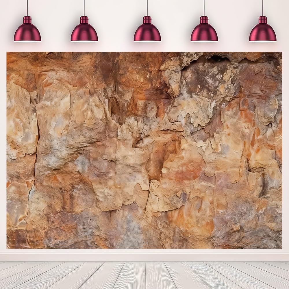 MQCGLJ 7x5ft Rock Texture Photo Backdrop Brown Stone Cave 7x5FT,