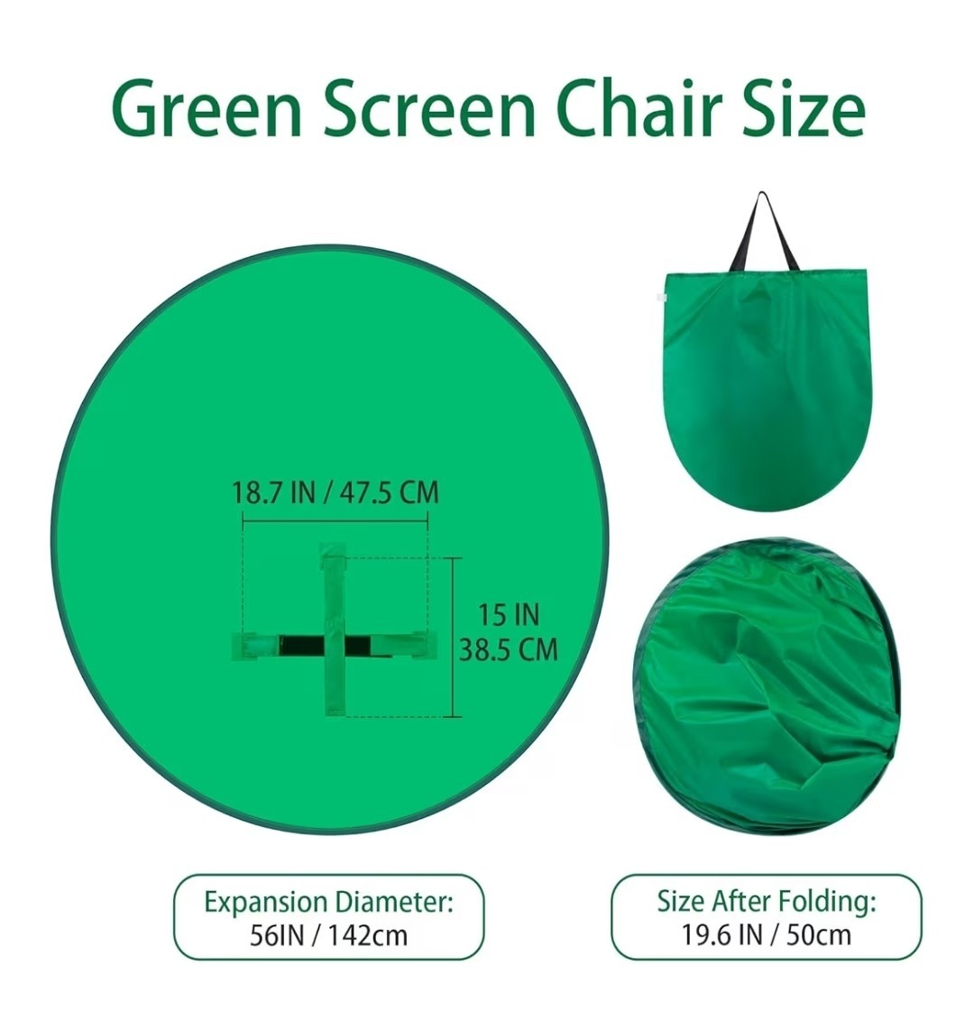 Portable Green Screen Chair 56 in Greenscreen Backdrop with Stand Collapsible