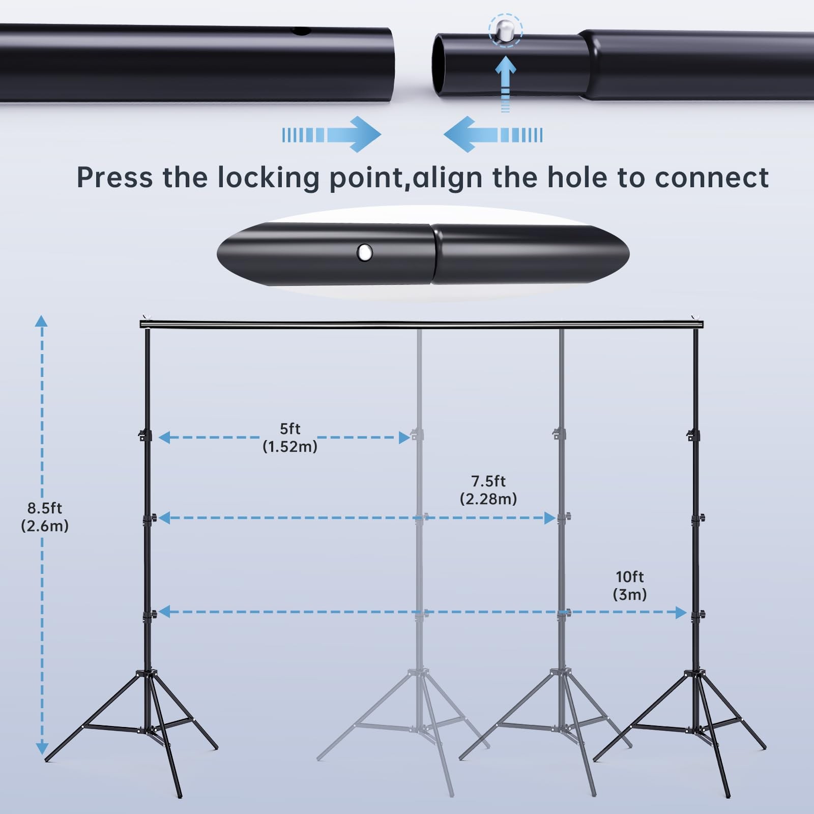 8.5 x 10 FT Photo Backdrop Stand Kit, Adjustable Background Holder Support Sy…