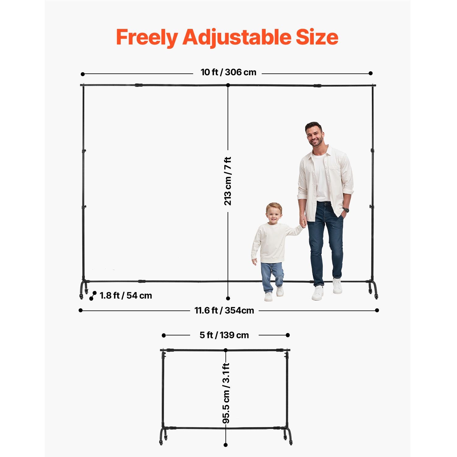 Backdrop Stand with Wheels, 7 x 10 ft Adjustable Photo Backdrop Stand Kit, Movea