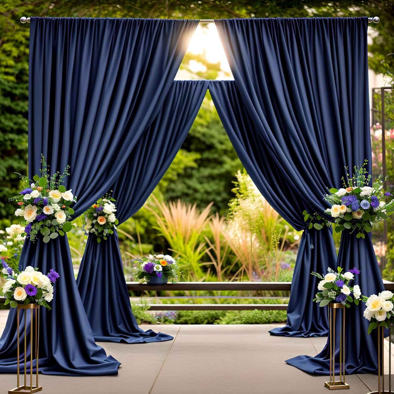 20ft x 10ft Navy Blue Wrinkle-Free Backdrop Curtain for Events & Photos