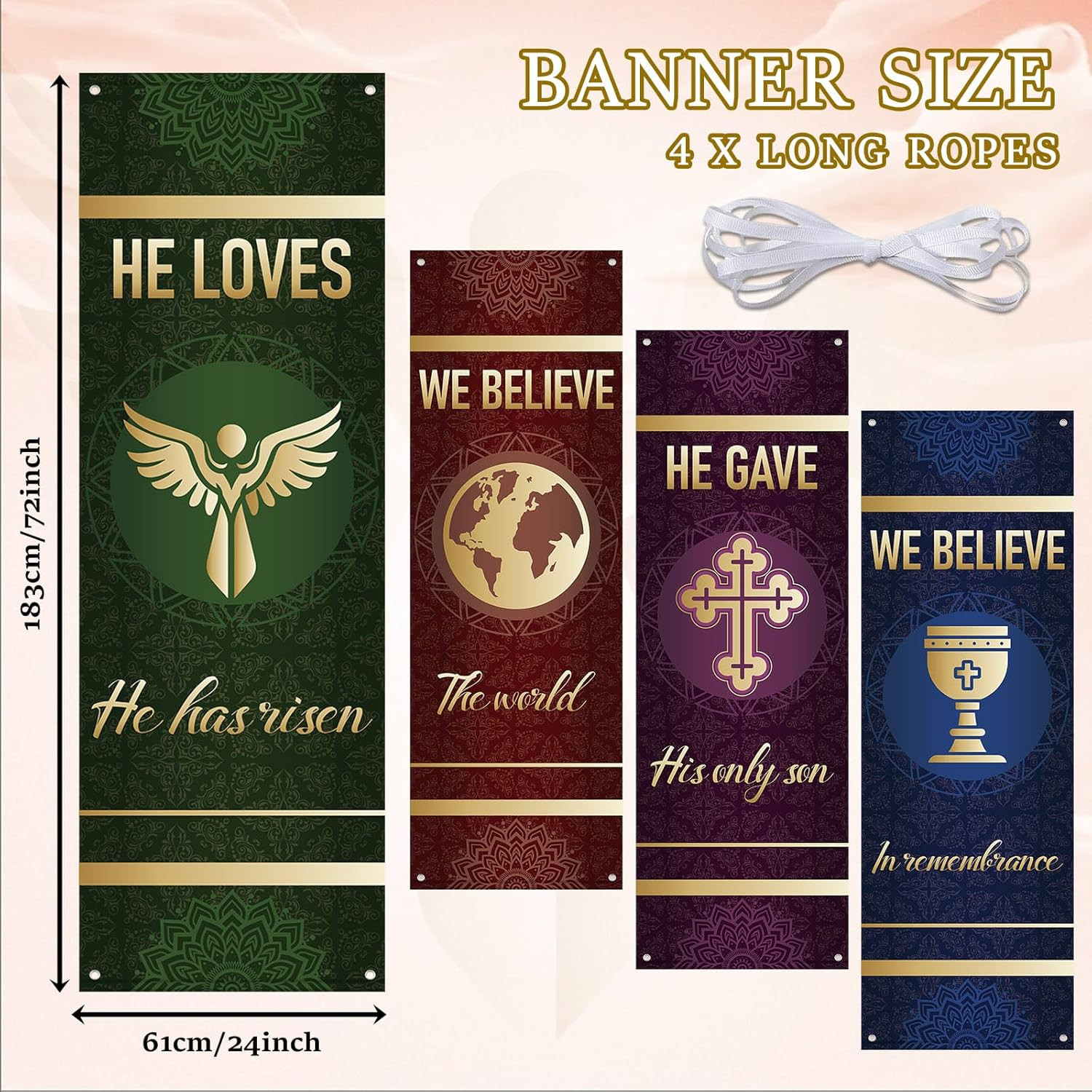 4Pcs Church Banners for Sanctuary Wall Welcome Inspirational Religious Banner…