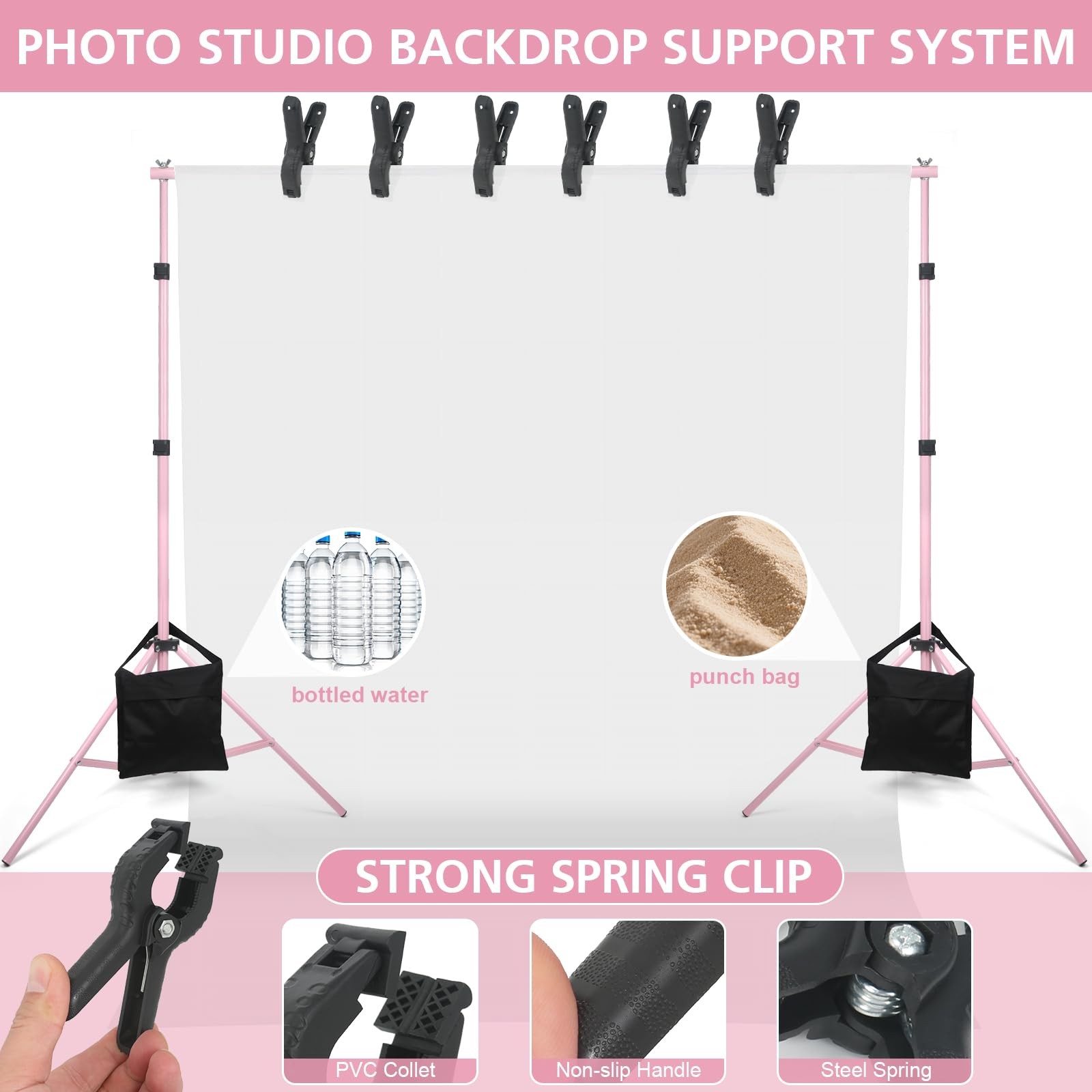 Backdrop Stand 10x7ft(WxH) Photo Studio Adjustable Background Stand Support k…