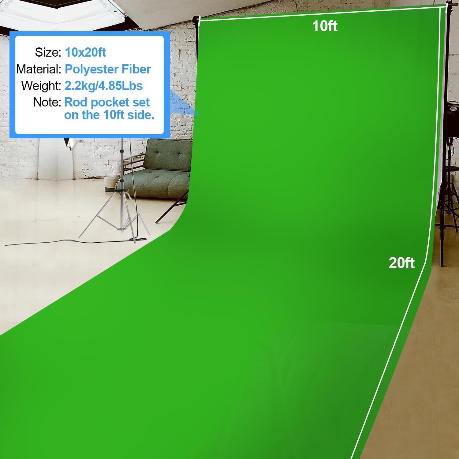 10×20 ft Green Screen Backdrop – Perfect for Photography & Streaming