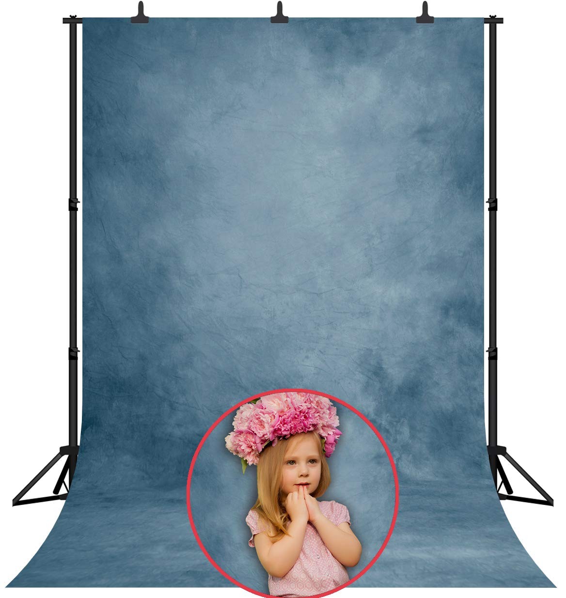 5×7 Ft Graduation Backdrop Retro Abstract Blue Solid Color Portrait Vinyl
