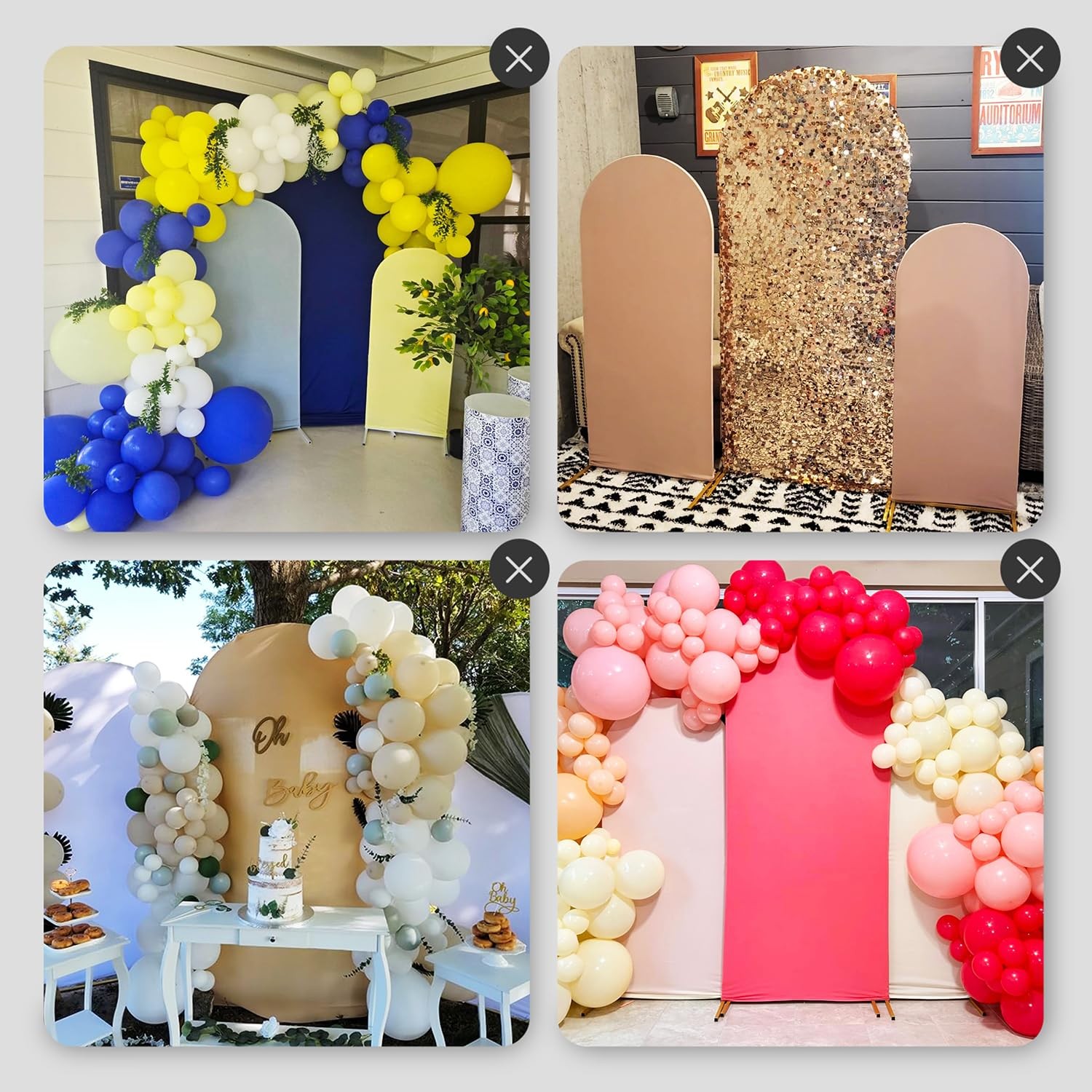 Gold Metal Arch Backdrop Stand Set, 7.2ft / 6.6ft / 6ft Balloon Arch Frame fo…