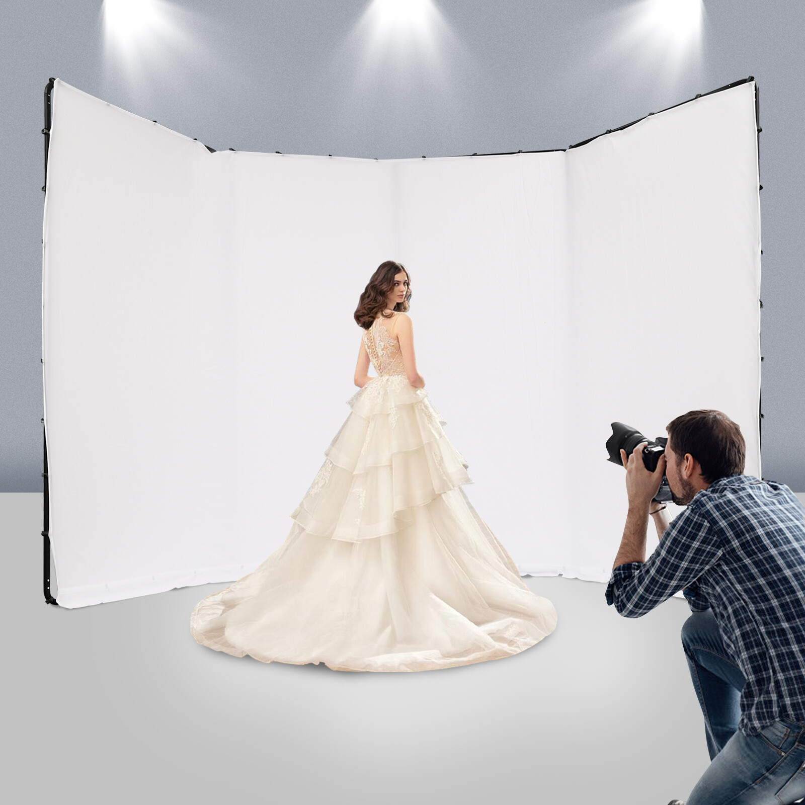 Photography Backdrop Stand+White Cloth Kit For Photo Studio Background Decor