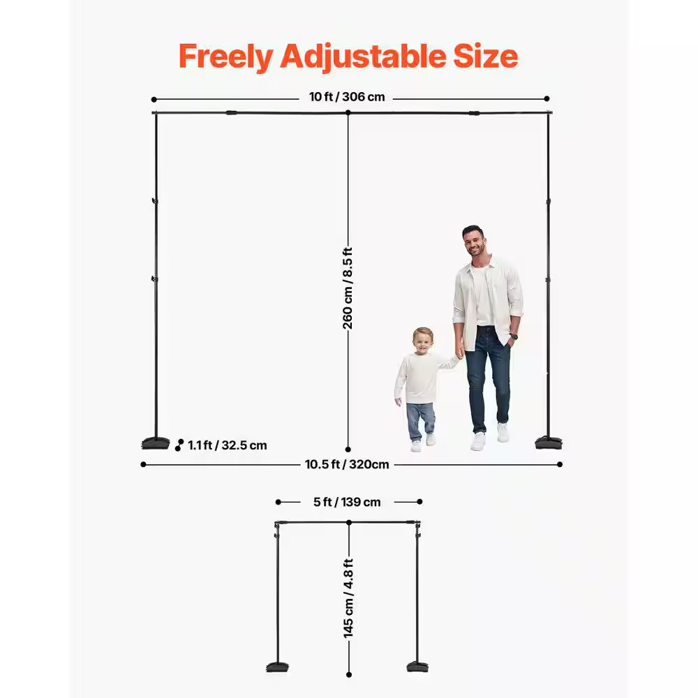8.5 X 10 Ft. Adjustable Backdrop Stand, Portable, Projector Screen Stand, Weddin