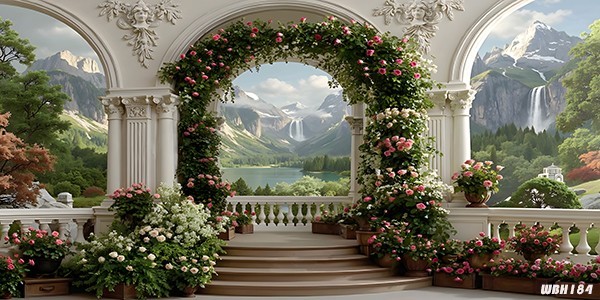 20’x10’CP Floral Arch Pillar Mount Microfiber Fabric background backdrop WBH184