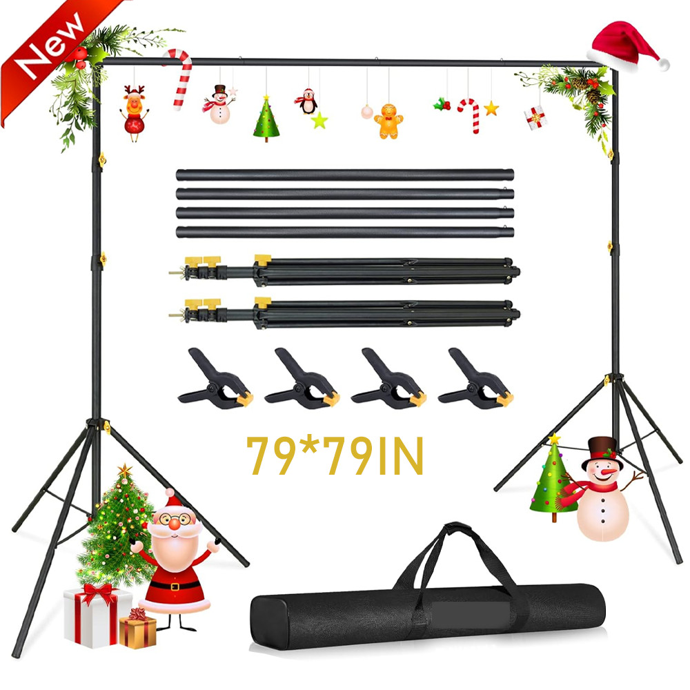 Adjustable Backdrop Stand Background Support System with Carrying Bag + 4 Clamps