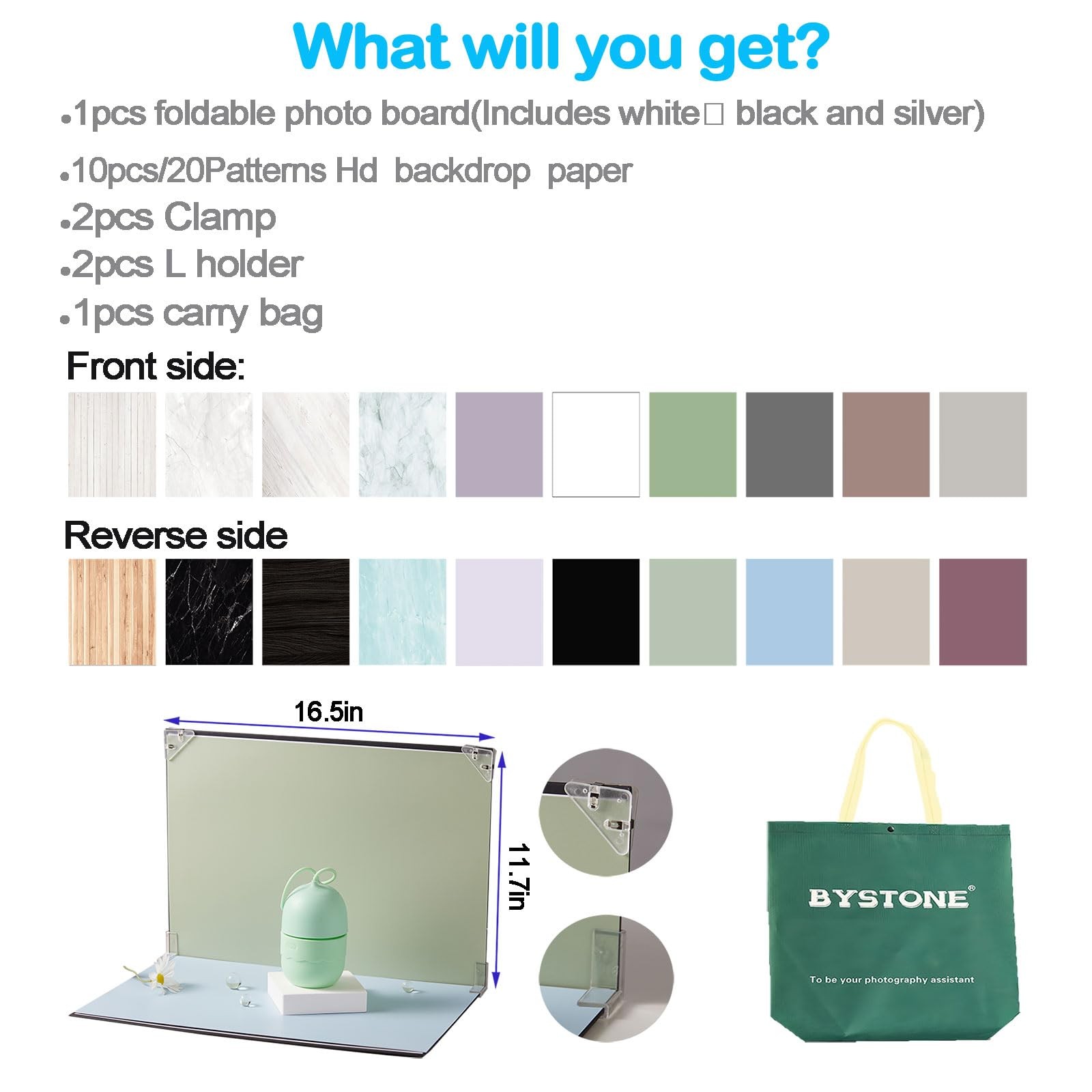 Food Background Kit 10 PCS 20 Patterns Table Top Product Backdrop 16.5×11.7″