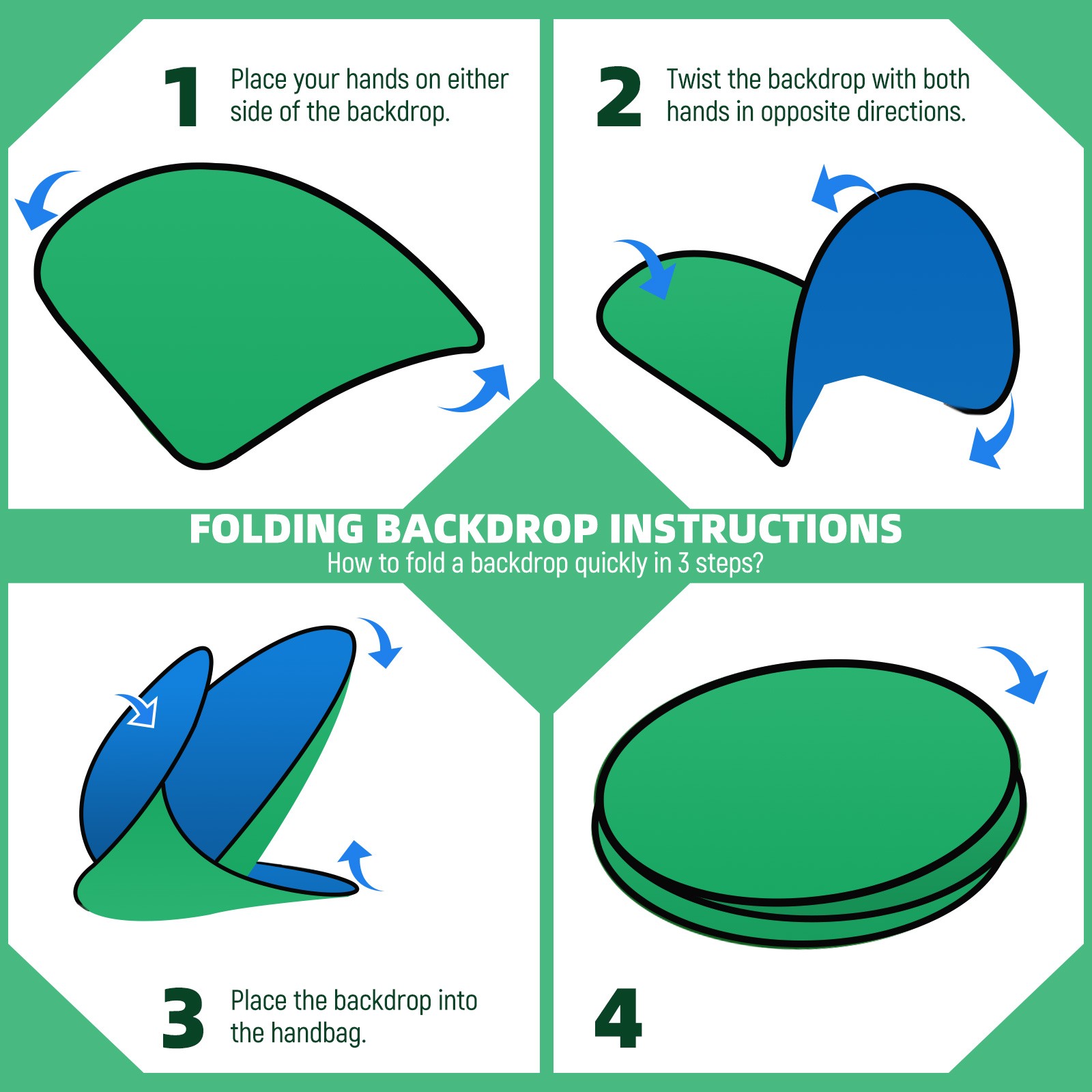 Portable Circular Backdrop Green Screen Photography Background For Photo Video