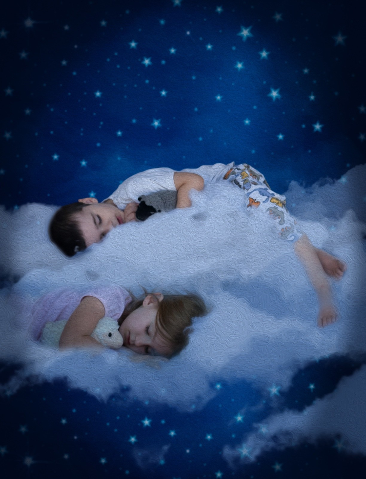 5×7 Blue Starry Night Photography Backdrop Celestial Sky Studio Background