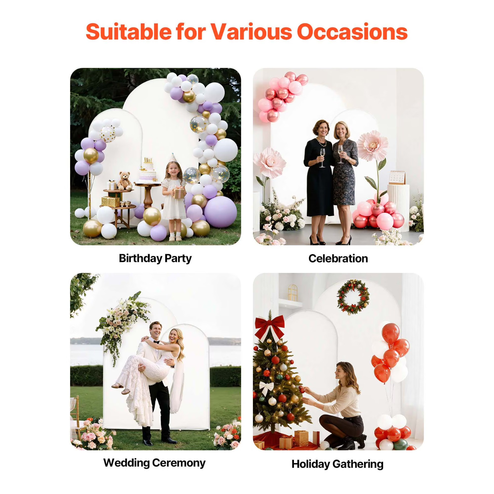 Metal Arch Backdrop Stand Set, Includes 7.2 ft and 6 ft Frames, Durable Design,
